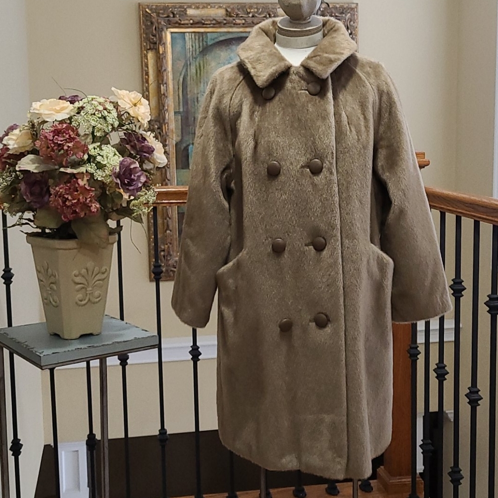 Vintage Fur Coat Brazotta Greenblatt's Fairmoor 1940s Blonde Light Brown Knee Lg - Picture 1 of 11